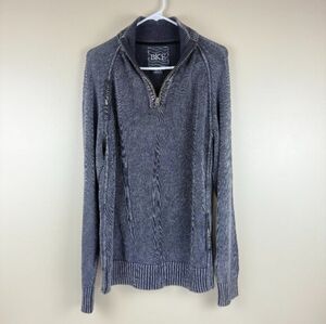 BKE Quarter-Zip Mock-Neck Sweater – Charcoal Heather, Ribbed Trim – Cotton-Blend